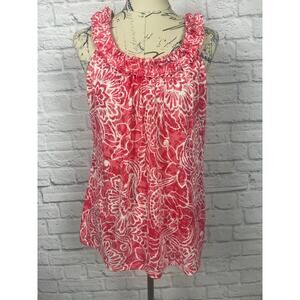 INC International Pink and White Printed Tank Top Blouse Women Size Large